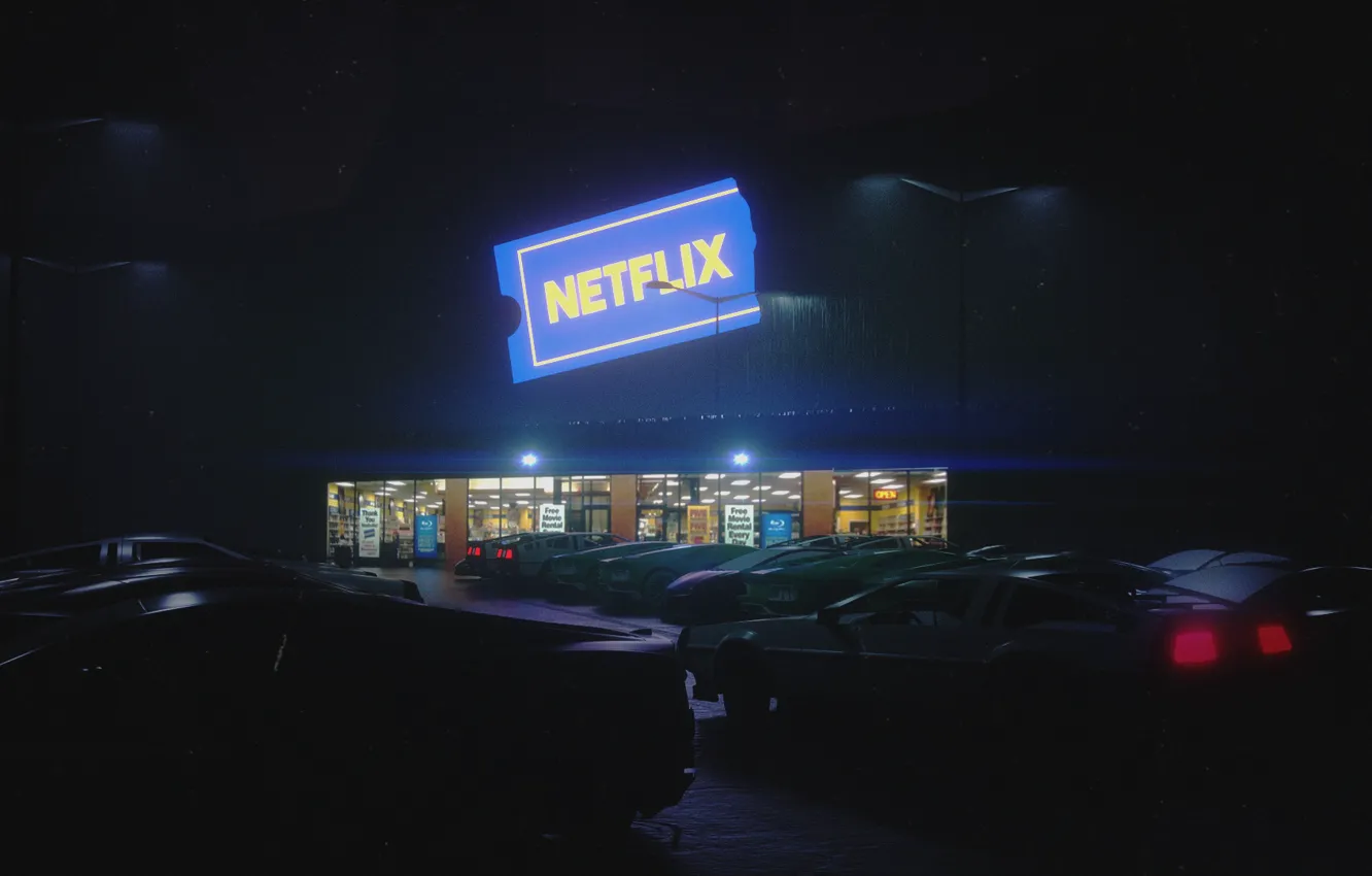 Photo wallpaper machine, auto, night, style, rendering, Lamborghini, art, Parking