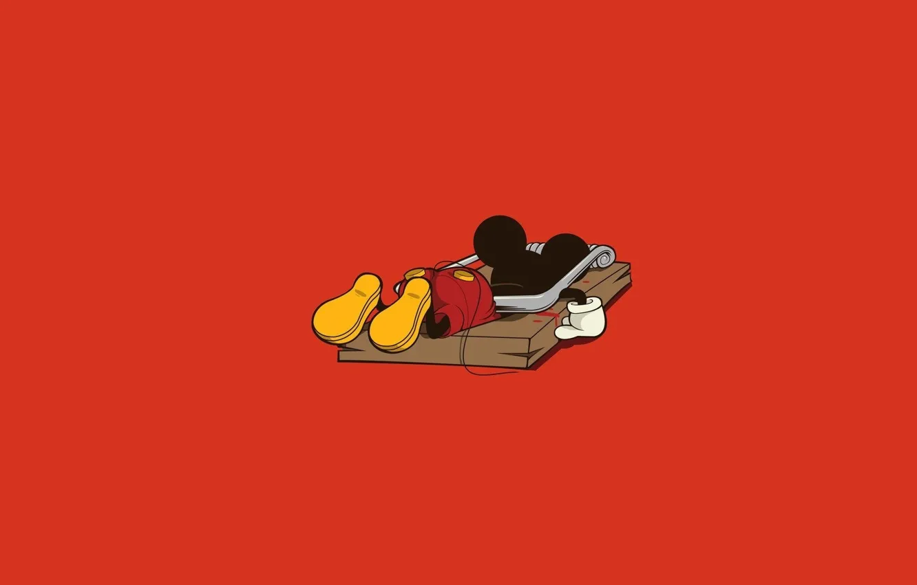 Photo wallpaper minimalism, art, red, Mickey Mouse, Mickey mouse