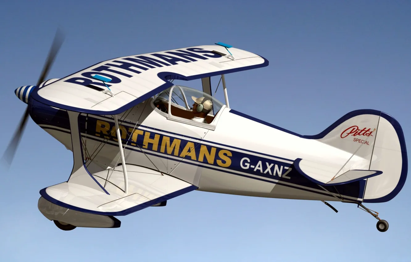 Photo wallpaper 3D model, biplane, Pits S1 Rothmans