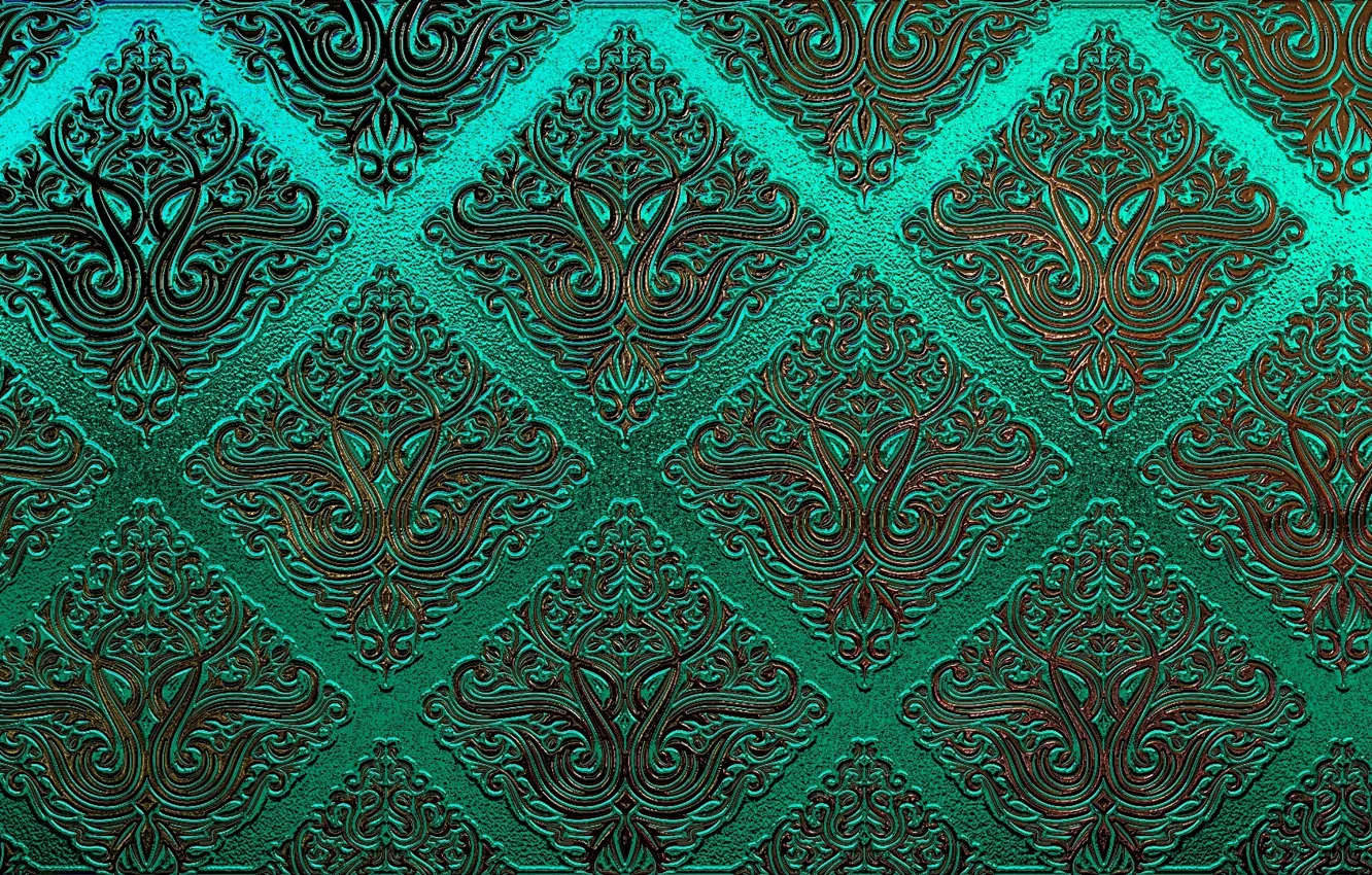 Photo wallpaper green, patterns, texture, ornament