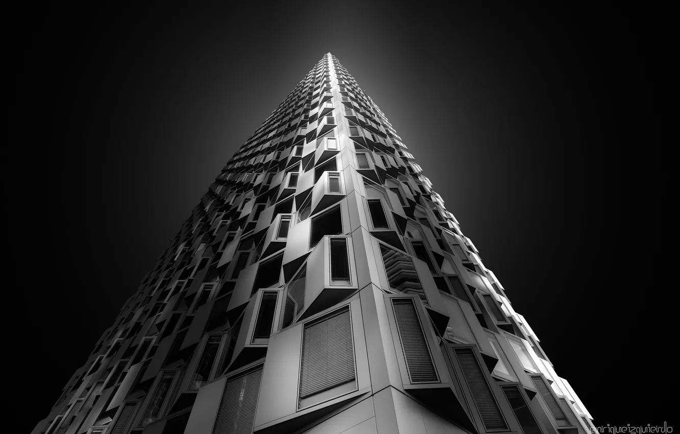 Photo wallpaper building, architecture, skyscrapers, black and white photo