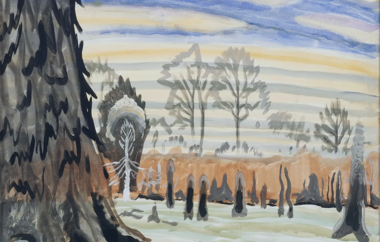Photo wallpaper March 4, 1917, Charles Ephraim Burchfield, Spring Sunset in the Woods