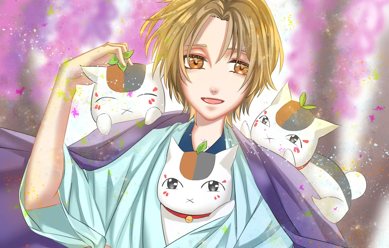 Photo wallpaper cat, guy, Natsume Yuujinchou, Madara, youkai, Book of friendship Natsume, Notebook friends Natsume