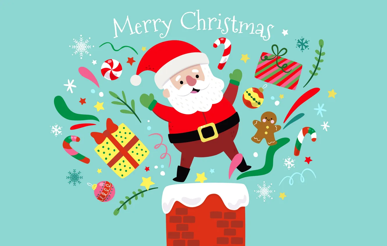 Photo wallpaper roof, snow, holiday, new year, pipe, Christmas, merry christmas, Merry Christmas