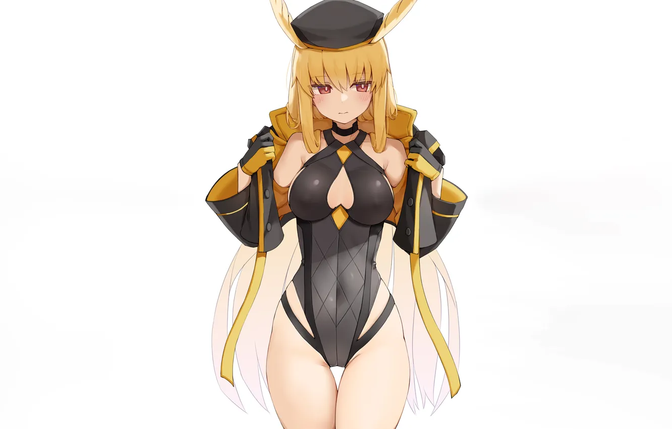 Photo wallpaper girl, sexy, cleavage, long hair, boobs, animal ears, anime, beautiful