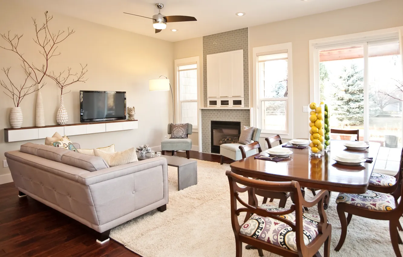 Photo wallpaper interior, living room, dining room