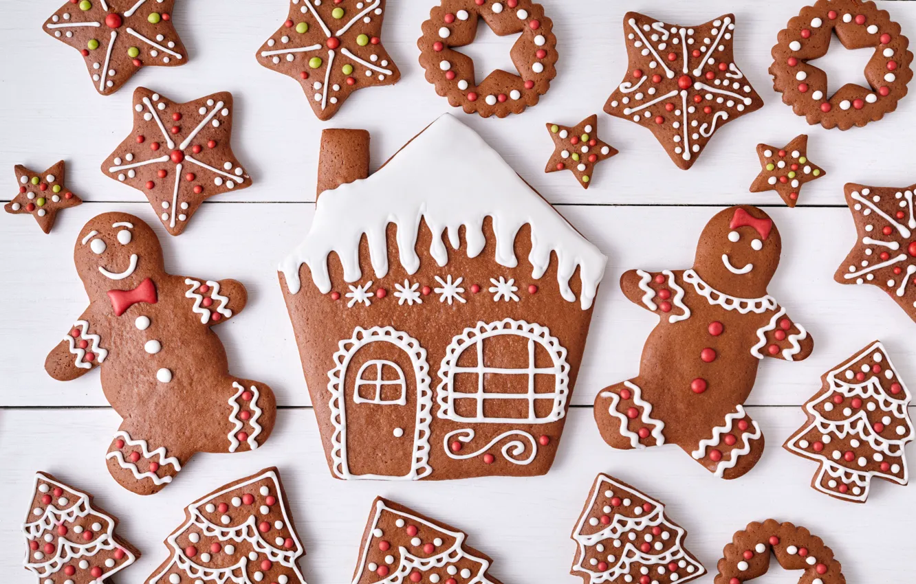 Photo wallpaper new year, cookies, Christmas, Christmas, cakes, sweet, Xmas, glaze