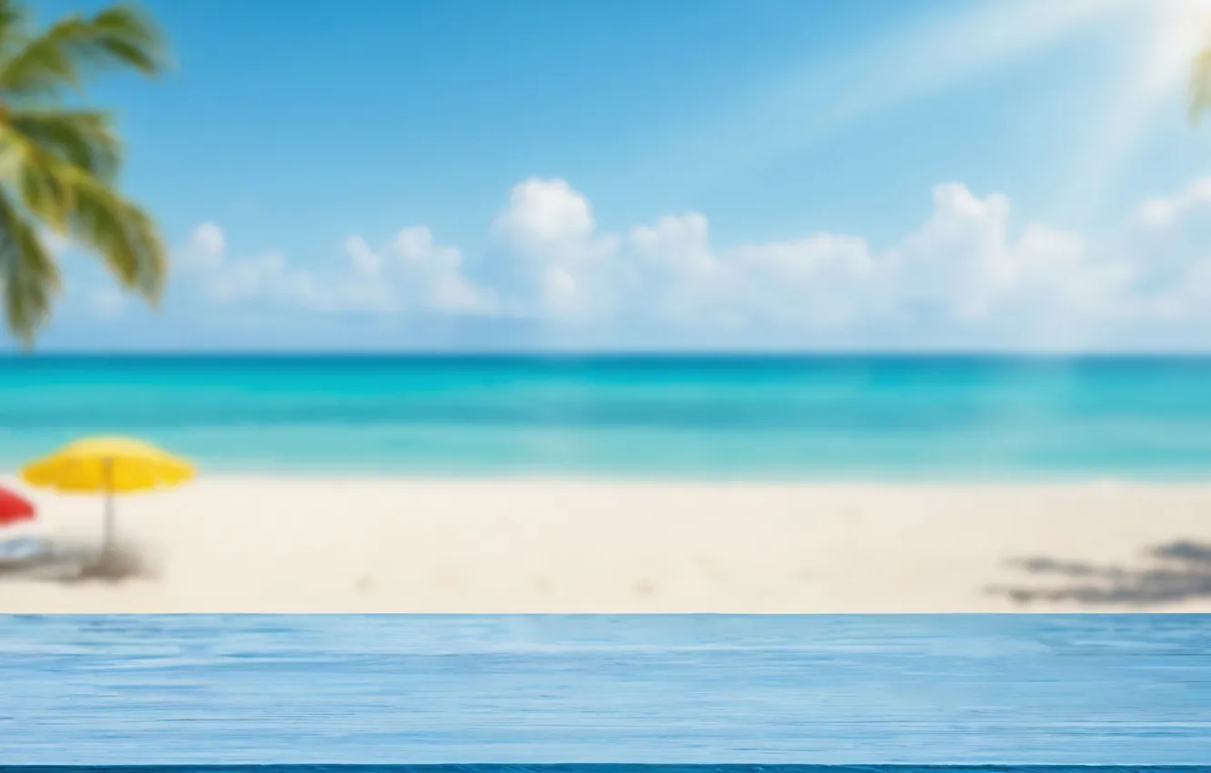 Photo wallpaper sand, sea, beach, summer, the sky, palm trees, summer, beach