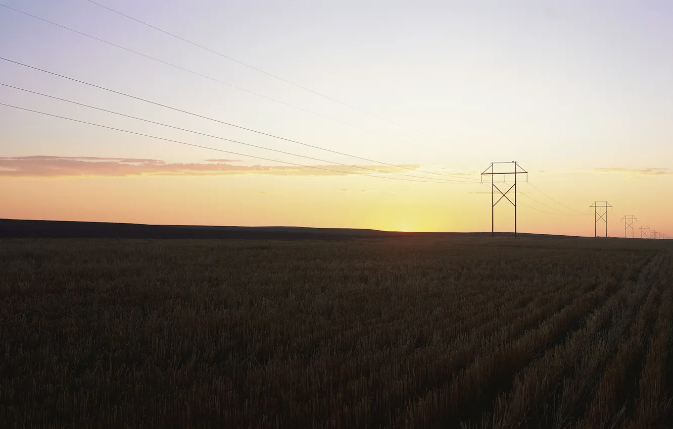 Photo wallpaper field, the sky, landscape, posts