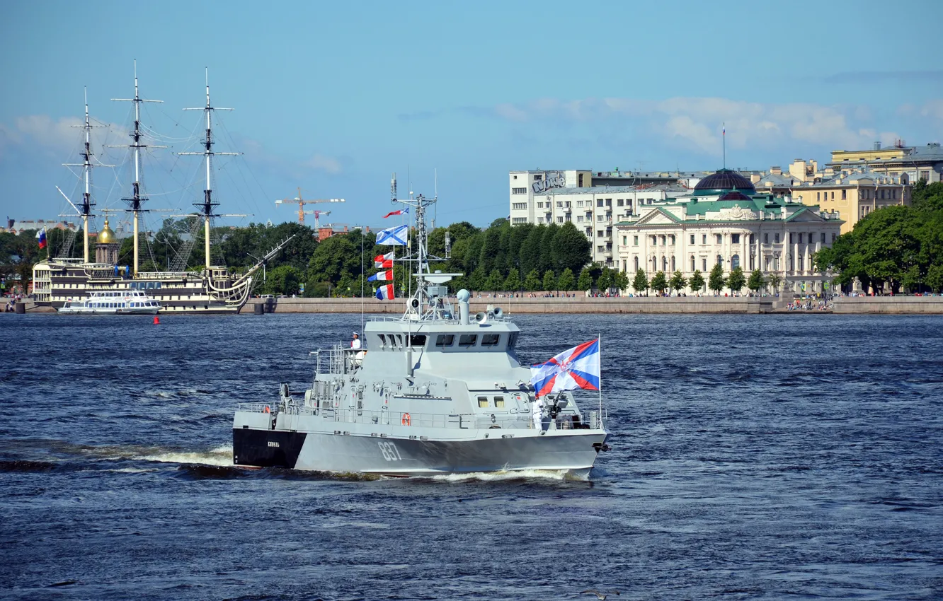 Photo wallpaper holiday, boat, Neva, anti-sabotage, Rook