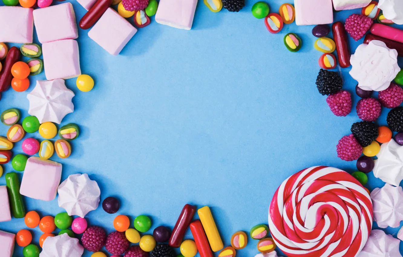 Photo wallpaper sweets, lollipops, marshmallows, yeast