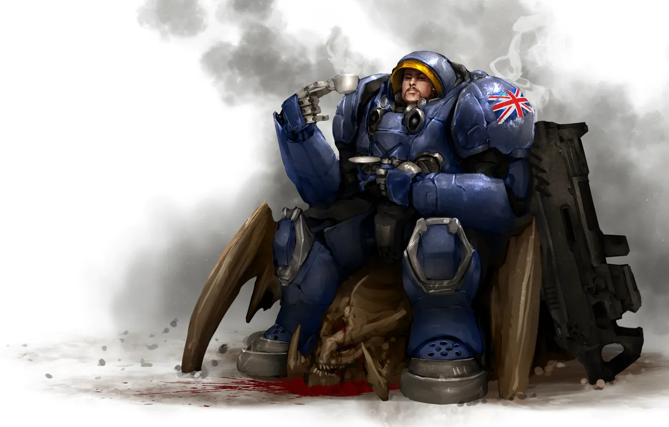 Photo wallpaper starcraft, zerg, Terran, Powered Combat Suit