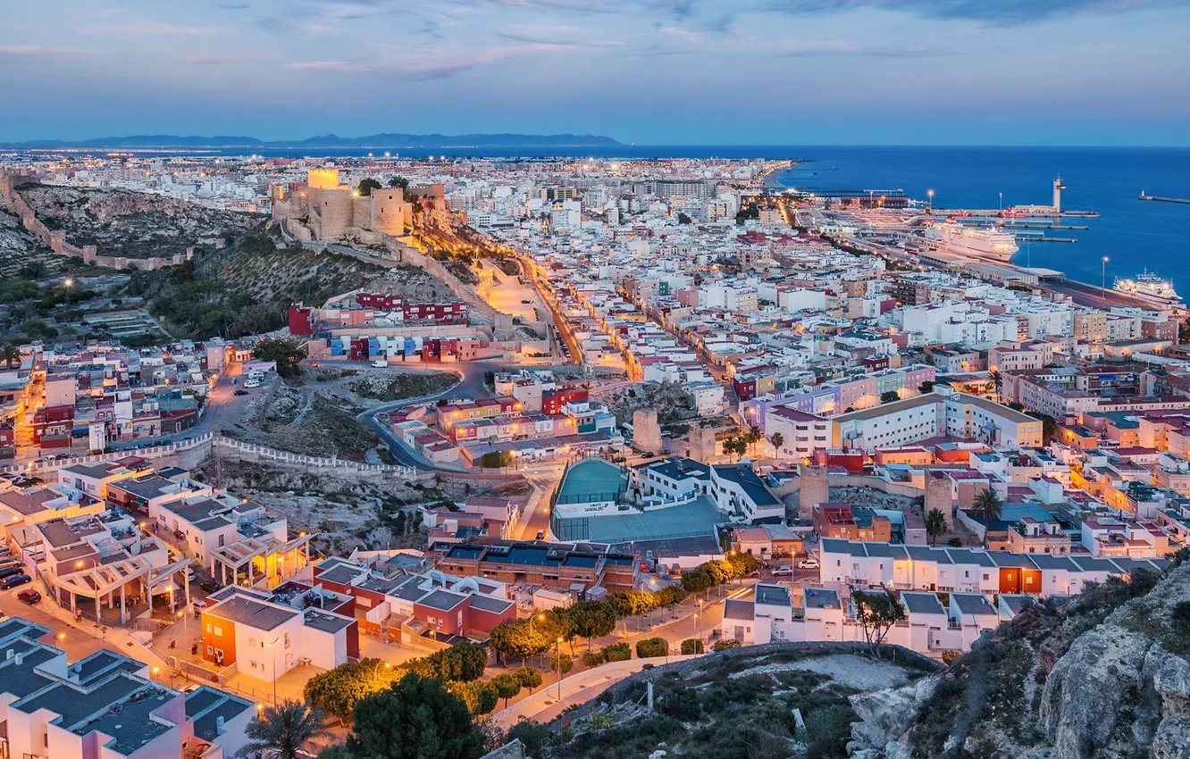 Photo wallpaper view, panorama, Spain, Spain, Andalusia, Andalusia, Almería, Almeria