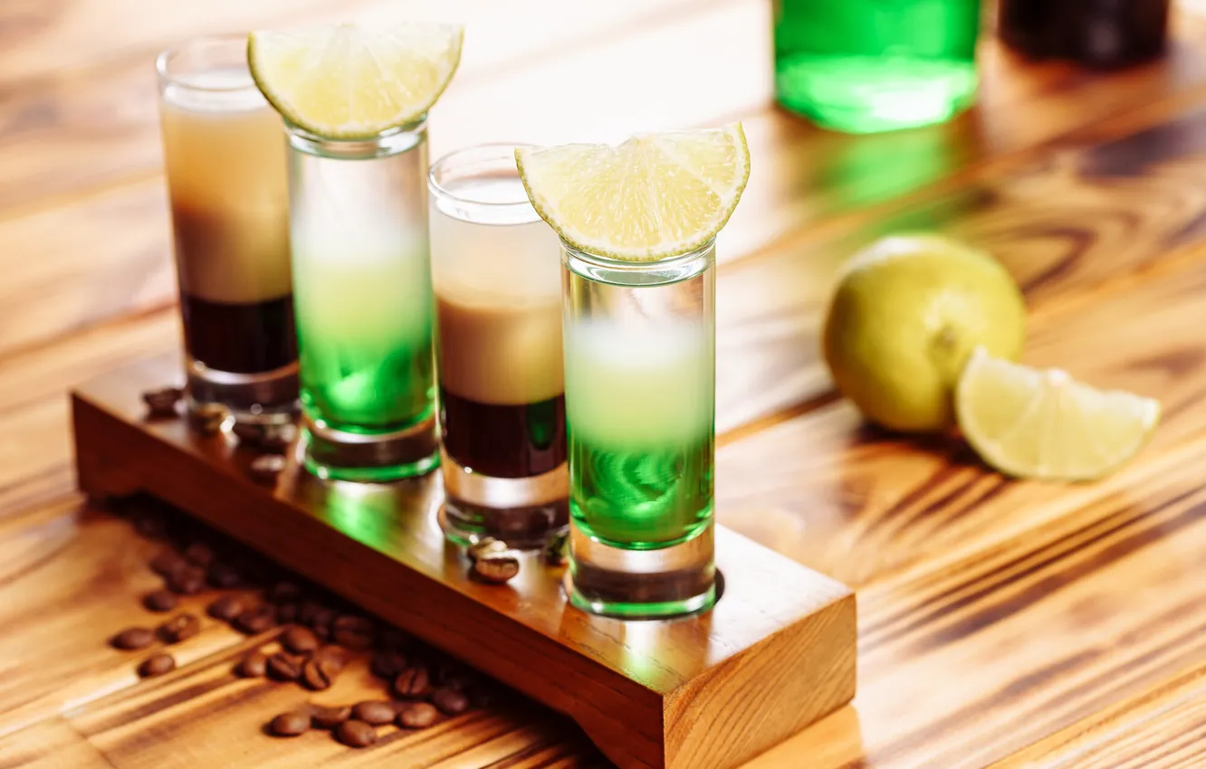 Photo wallpaper coffee, cocktail, alcohol, lime, glass