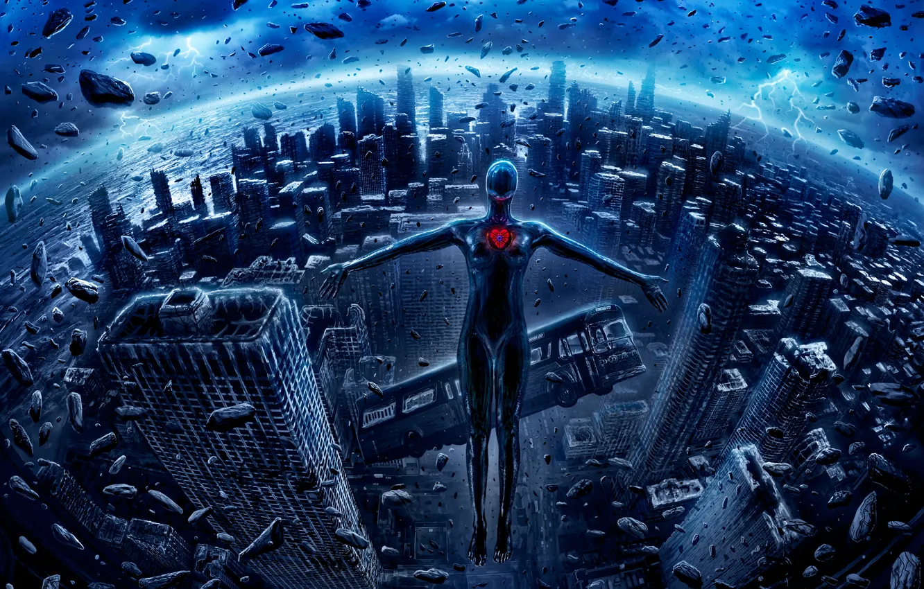 Photo wallpaper the city, fiction, skyscrapers, romantically apocalyptic, alexiuss, apocalypse