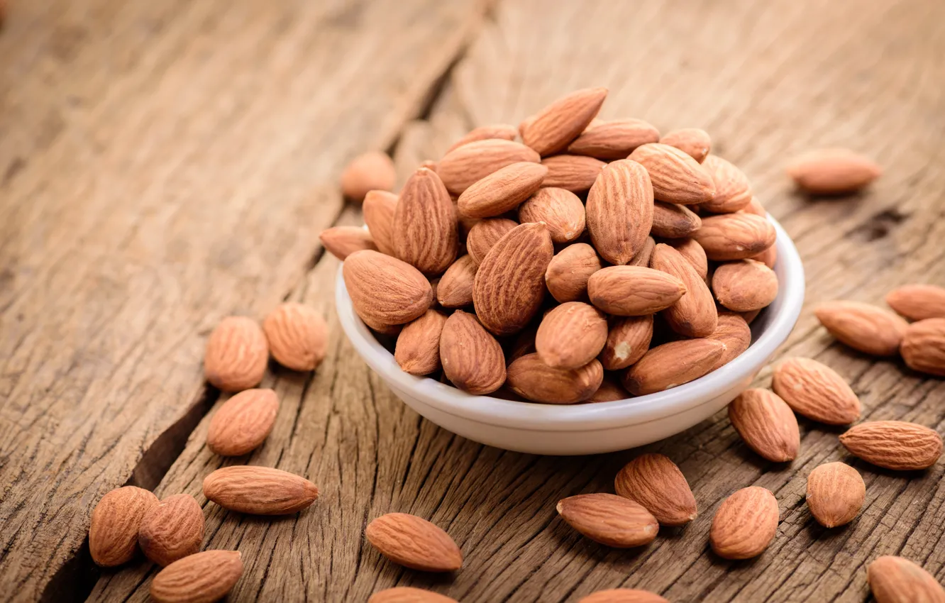 Photo wallpaper trees, table, nuts, almonds