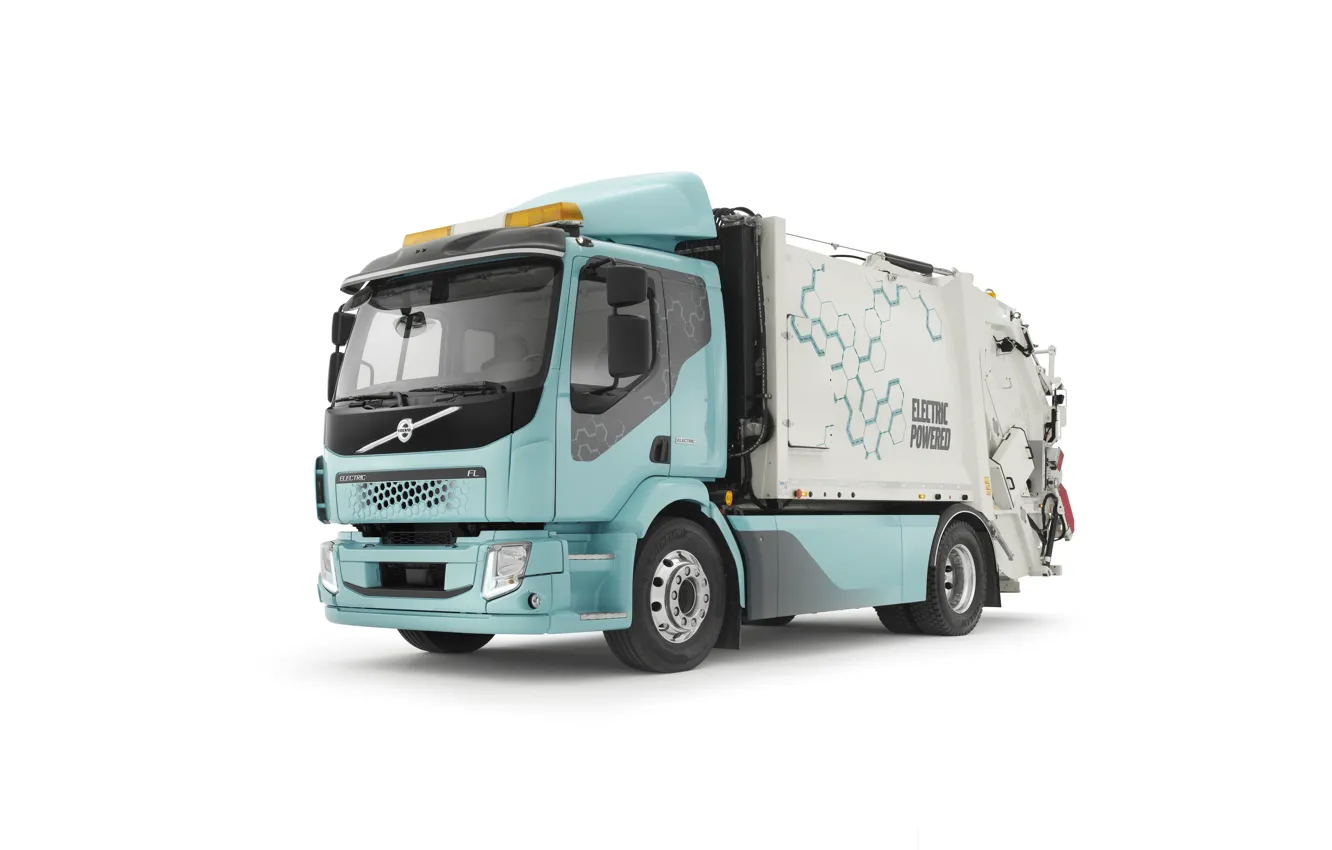Photo wallpaper electric vehicle, volvo fl, garbage truck
