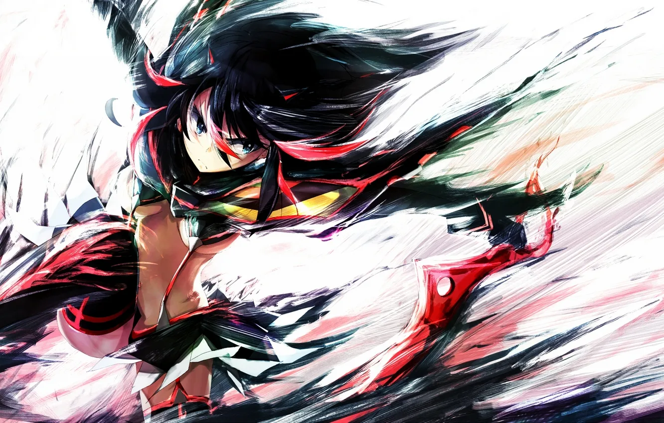 Photo wallpaper girl, anime, art, horns, naked, matoi ryuuko, chippucream, Kill La Kill