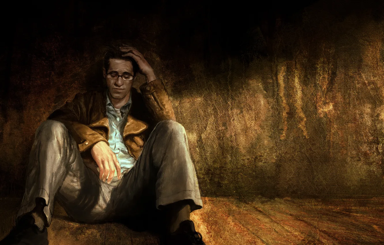 Photo wallpaper man, sitting, Silent Hill