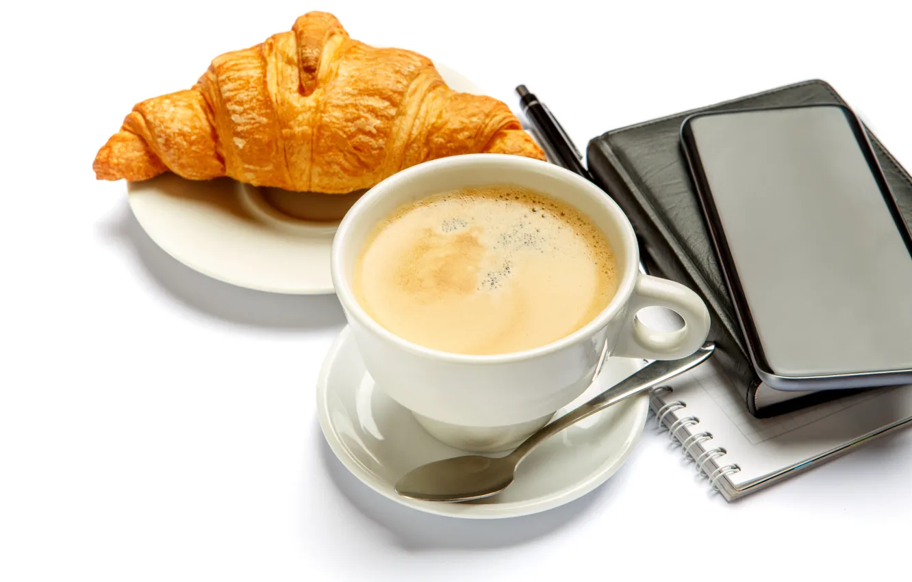 Photo wallpaper coffee, handle, spoon, Cup, white background, Notepad, drink, notebook