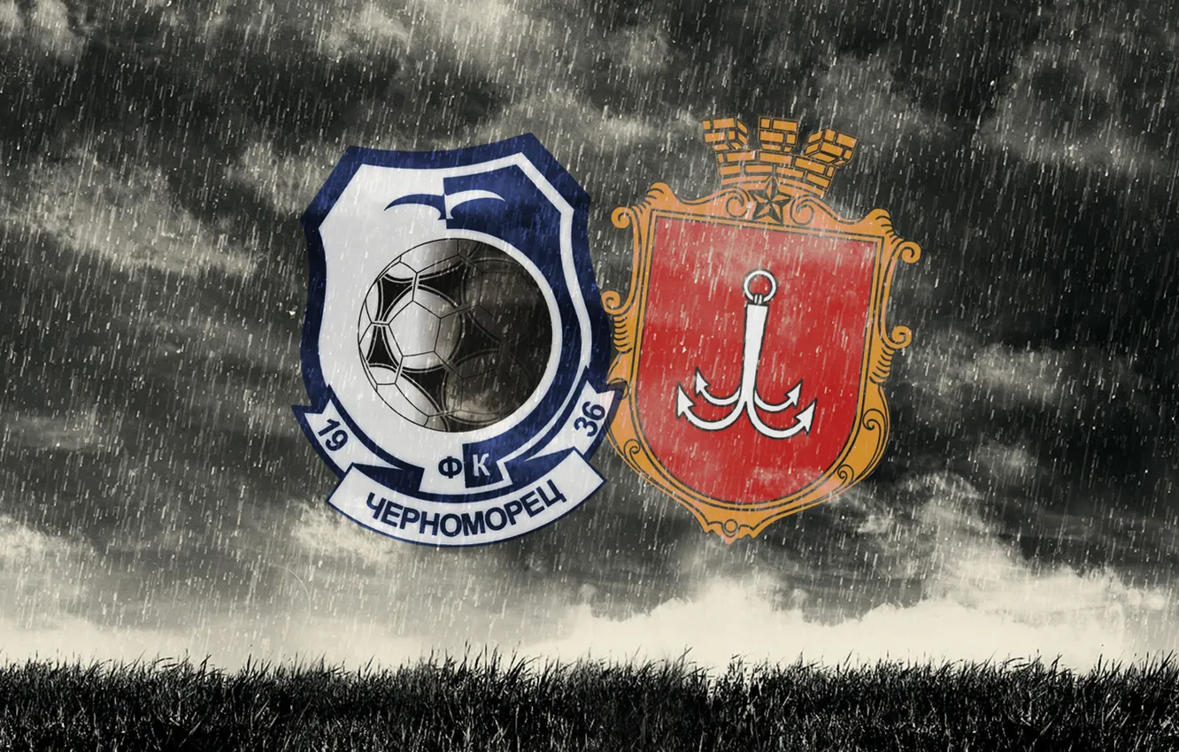 Photo wallpaper Black, Blue, Sport, Rain, Logo, Football, Background, Logo