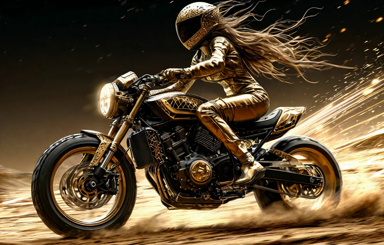 Photo wallpaper girl, motorcycle, bike, The girl on the bike