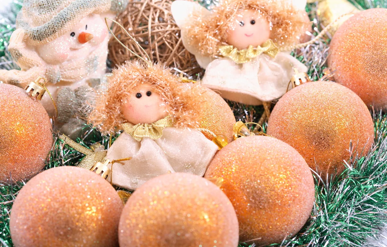 Photo wallpaper decoration, new year, doll, snowman