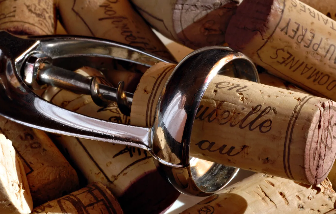 Photo wallpaper wine, tube, corkscrew