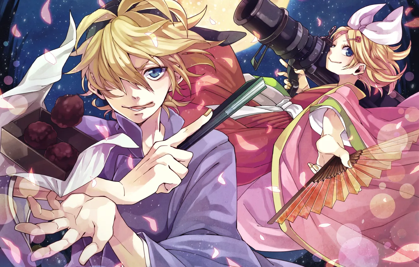 Photo wallpaper girl, weapons, anime, art, len, guy, vocaloid, Vocaloid