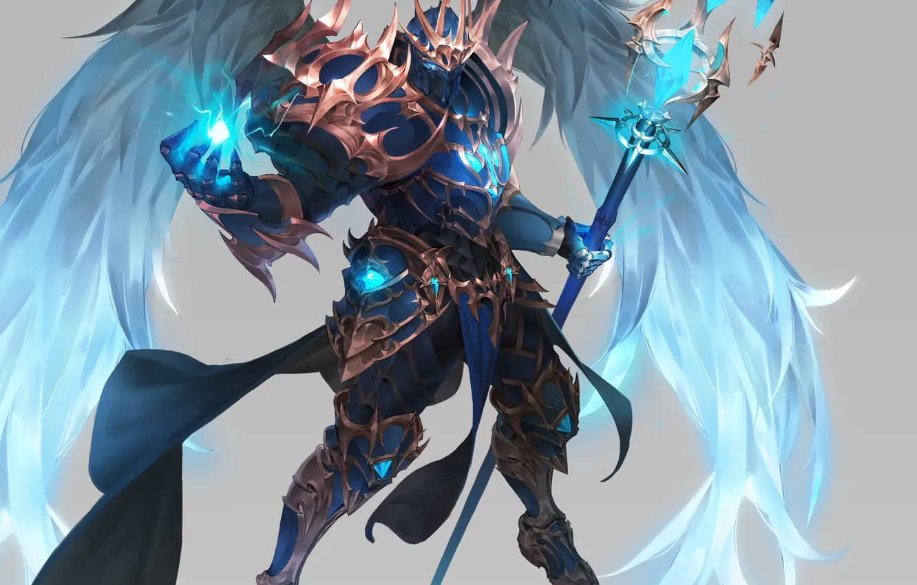 Photo wallpaper angel, warrior, art, power, angel, staff