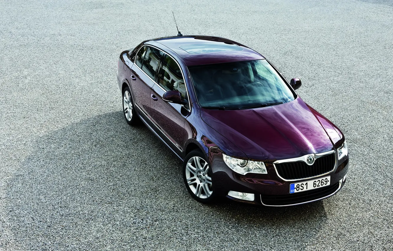 Photo wallpaper road, color, Skoda-Superb