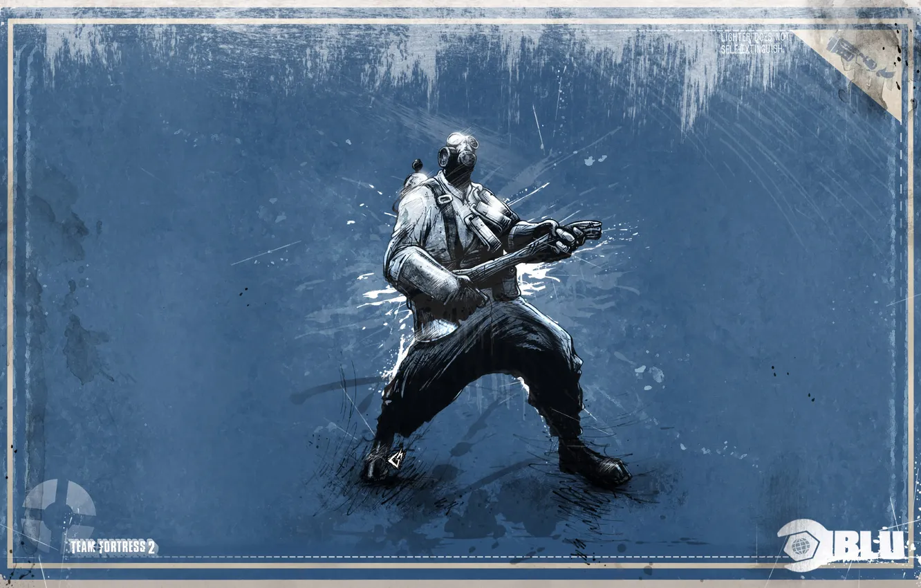 Photo wallpaper axe, Team Fortress 2, Light, blue pyro