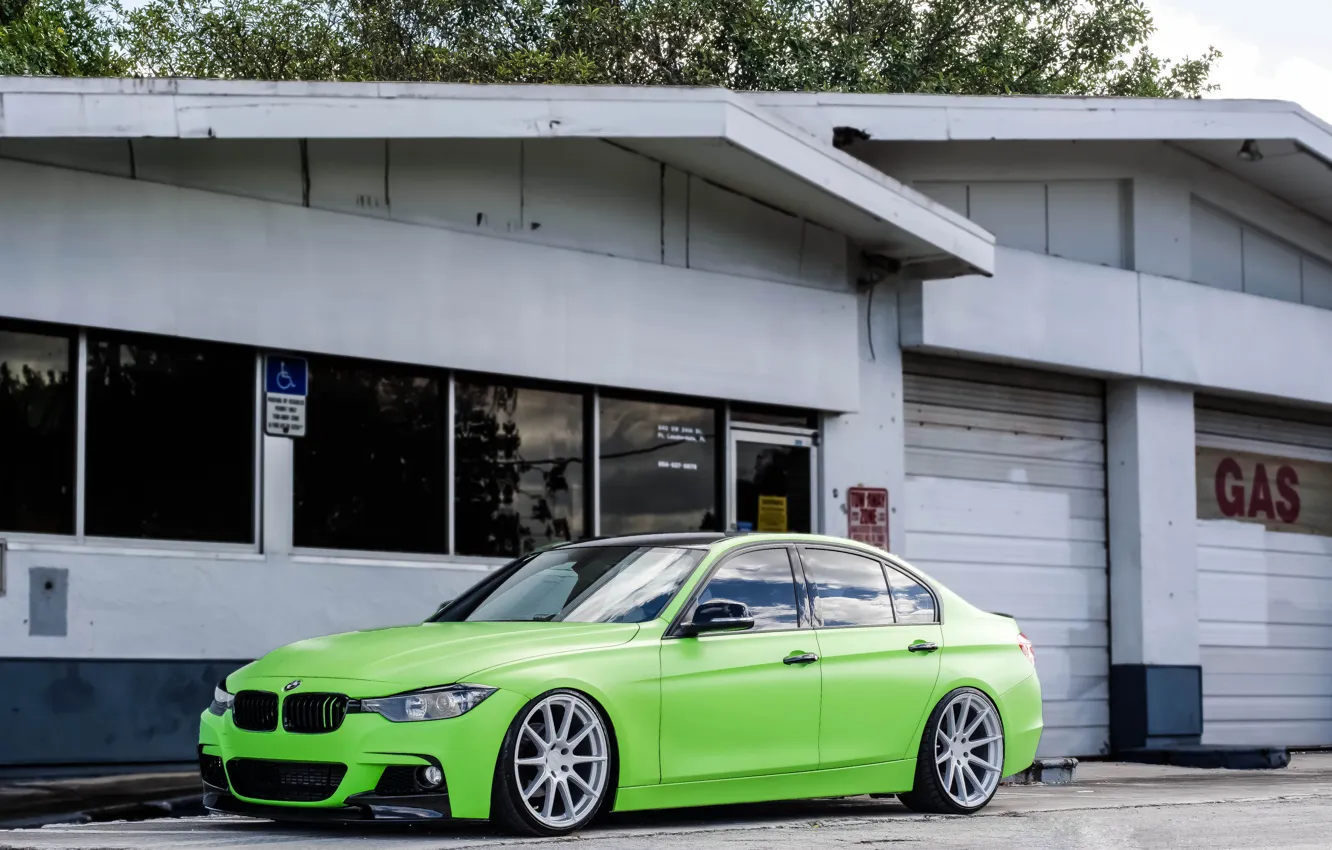 Photo wallpaper BMW, BMW, Green, Tuning, F30, 330d, Matte Green