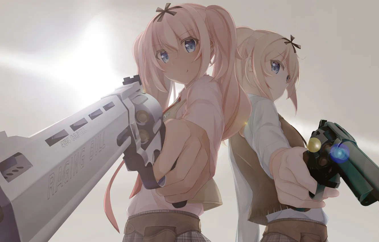 Photo wallpaper gun, weapons, girl