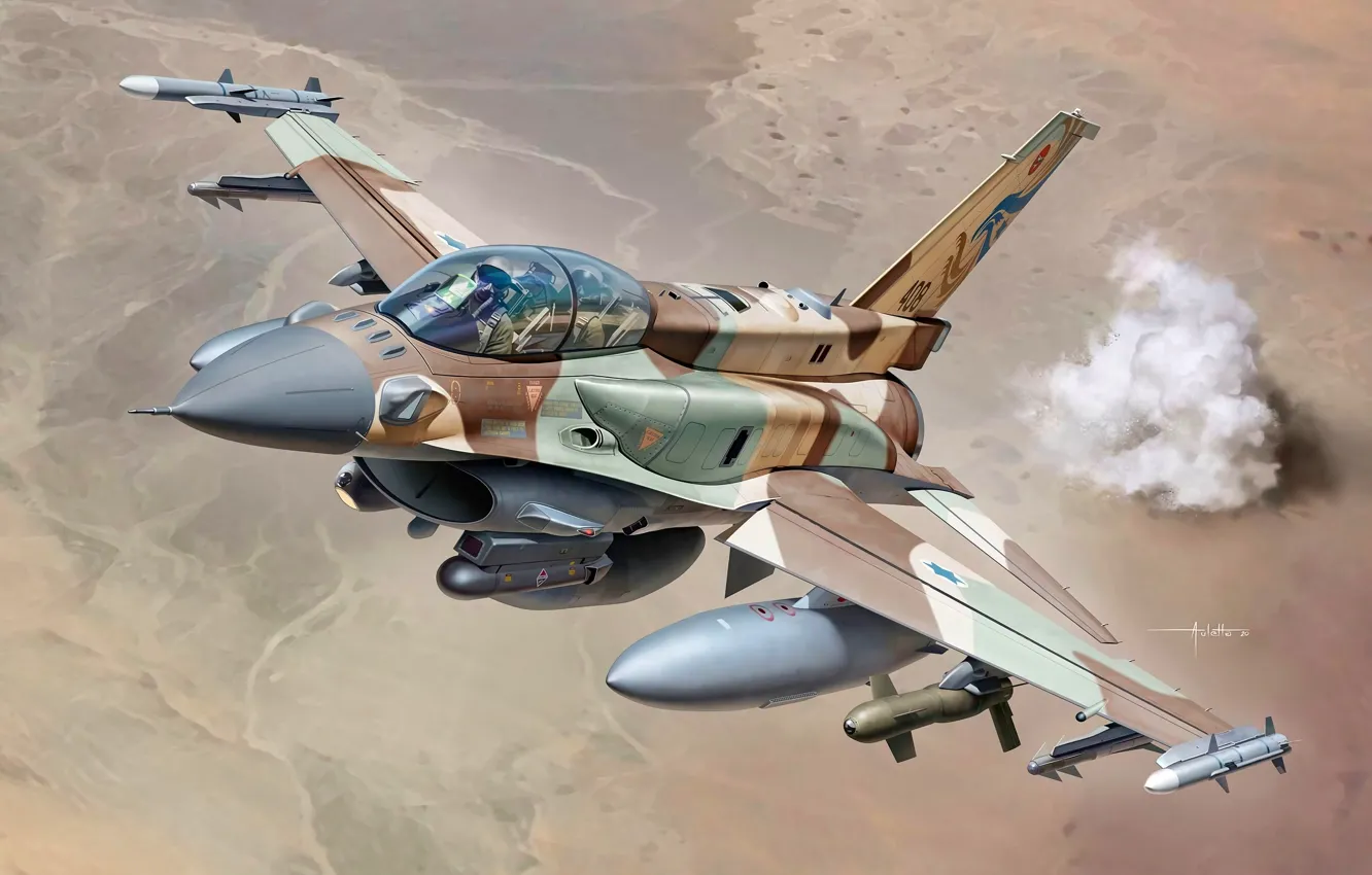 Photo wallpaper F-16, multi-role fighter, Israeli air force, Israel, F-16I Sufa, combat aircraft