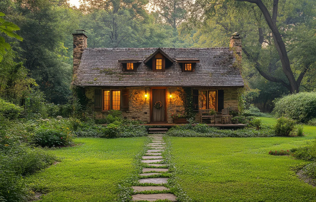 Photo wallpaper greens, forest, summer, trees, landscape, nature, Park, lawn