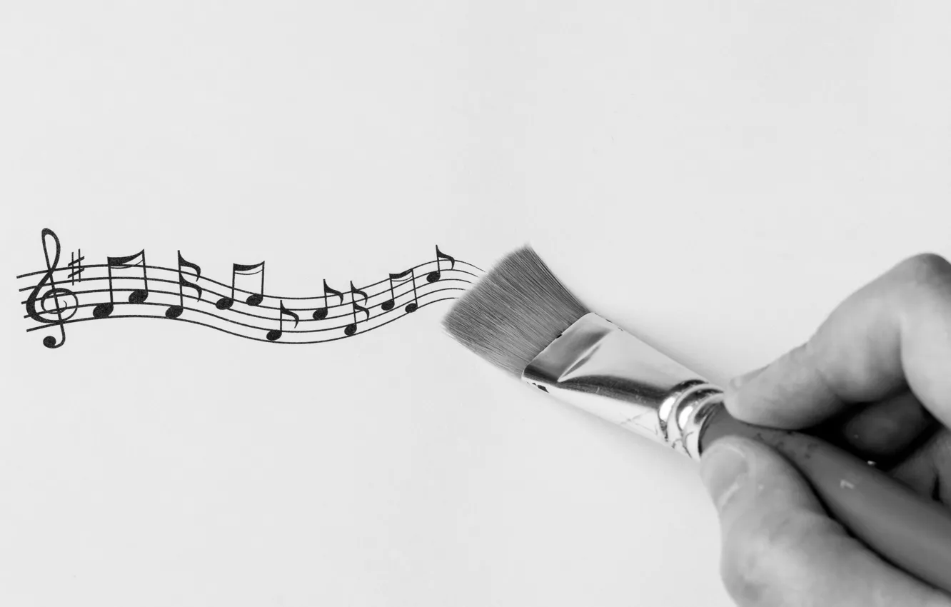 Photo wallpaper notes, hands, brush