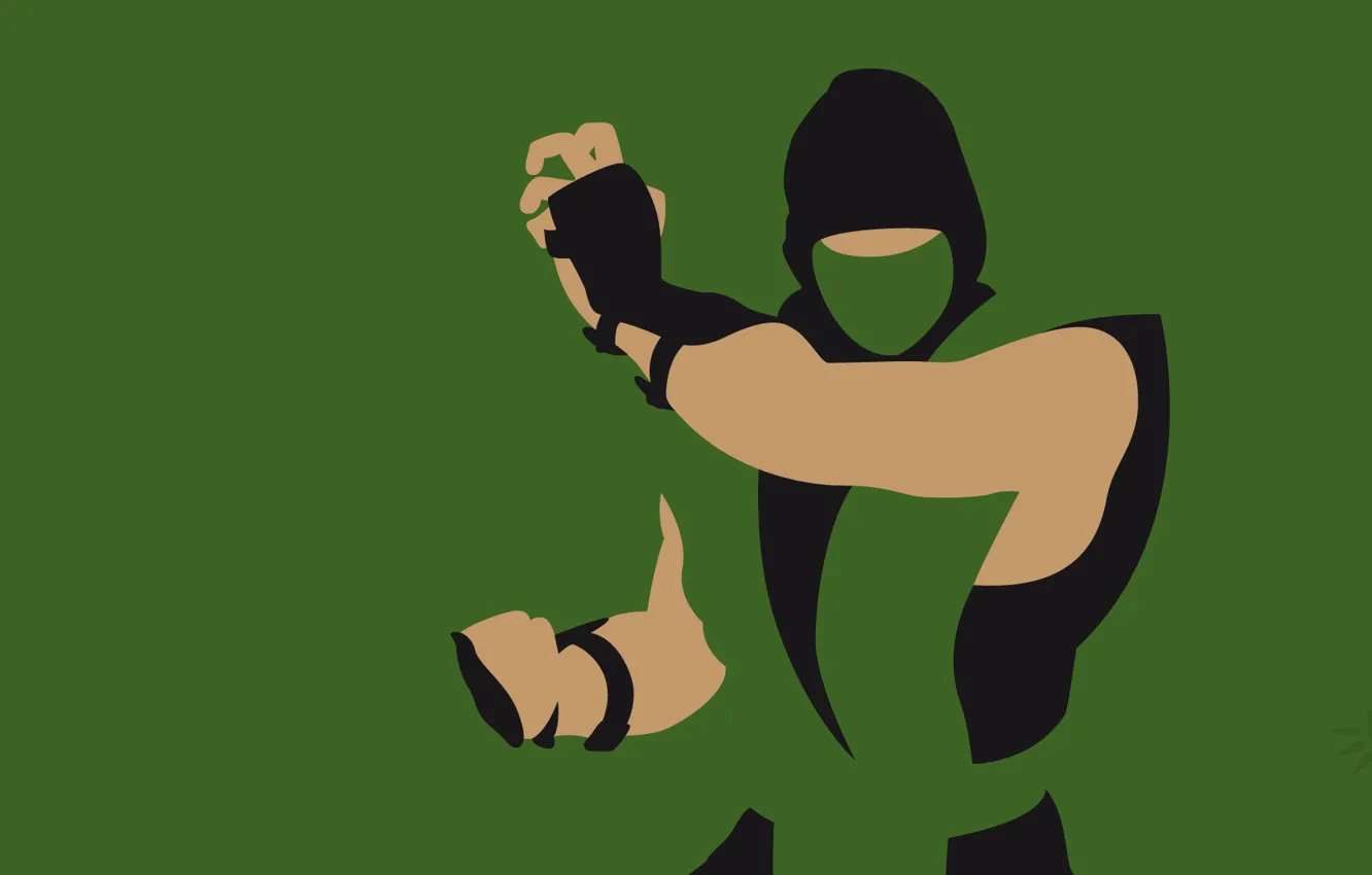 Photo wallpaper green, silhouette, ninja, Reptile, Mortal Kombat, Mortal Kombat, fighting, Reptile