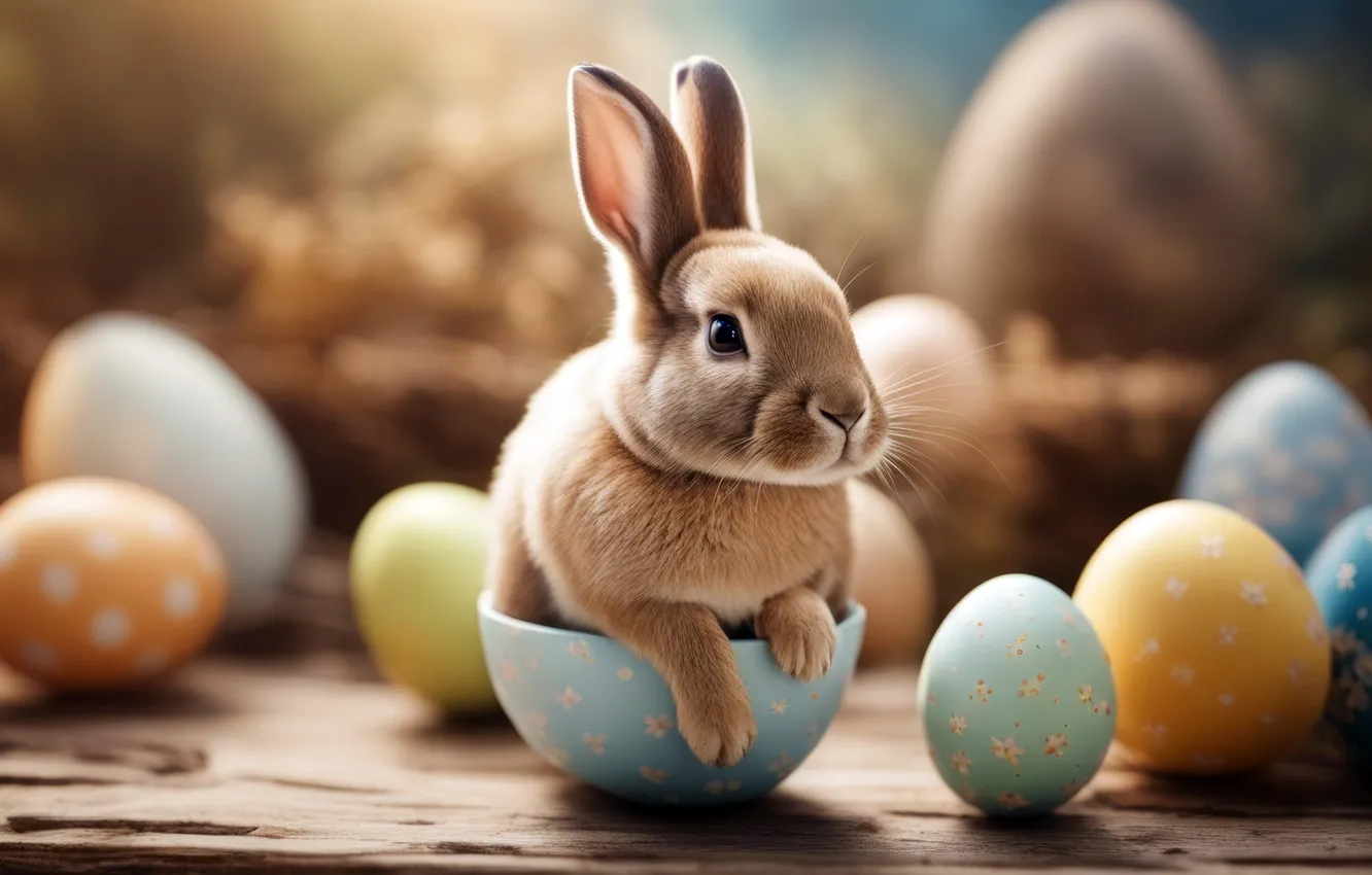 Photo wallpaper holiday, hare, eggs, spring, rabbit, Easter, Bunny, Easter