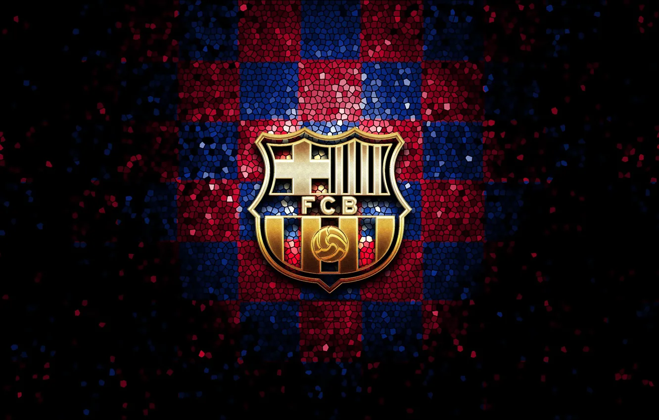 Photo wallpaper wallpaper, sport, logo, football, Barcelona, La Liga, glitter, checkered