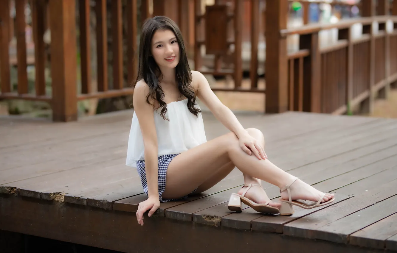 Photo wallpaper smile, Asian, cutie, beautiful girl, smile, sandals, beautiful girl, asian