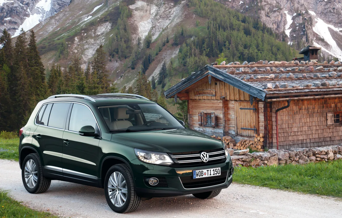 Photo wallpaper green, Volkswagen, Tiguan