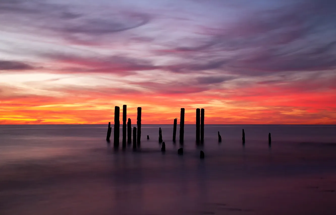 Photo wallpaper sea, landscape, sunset