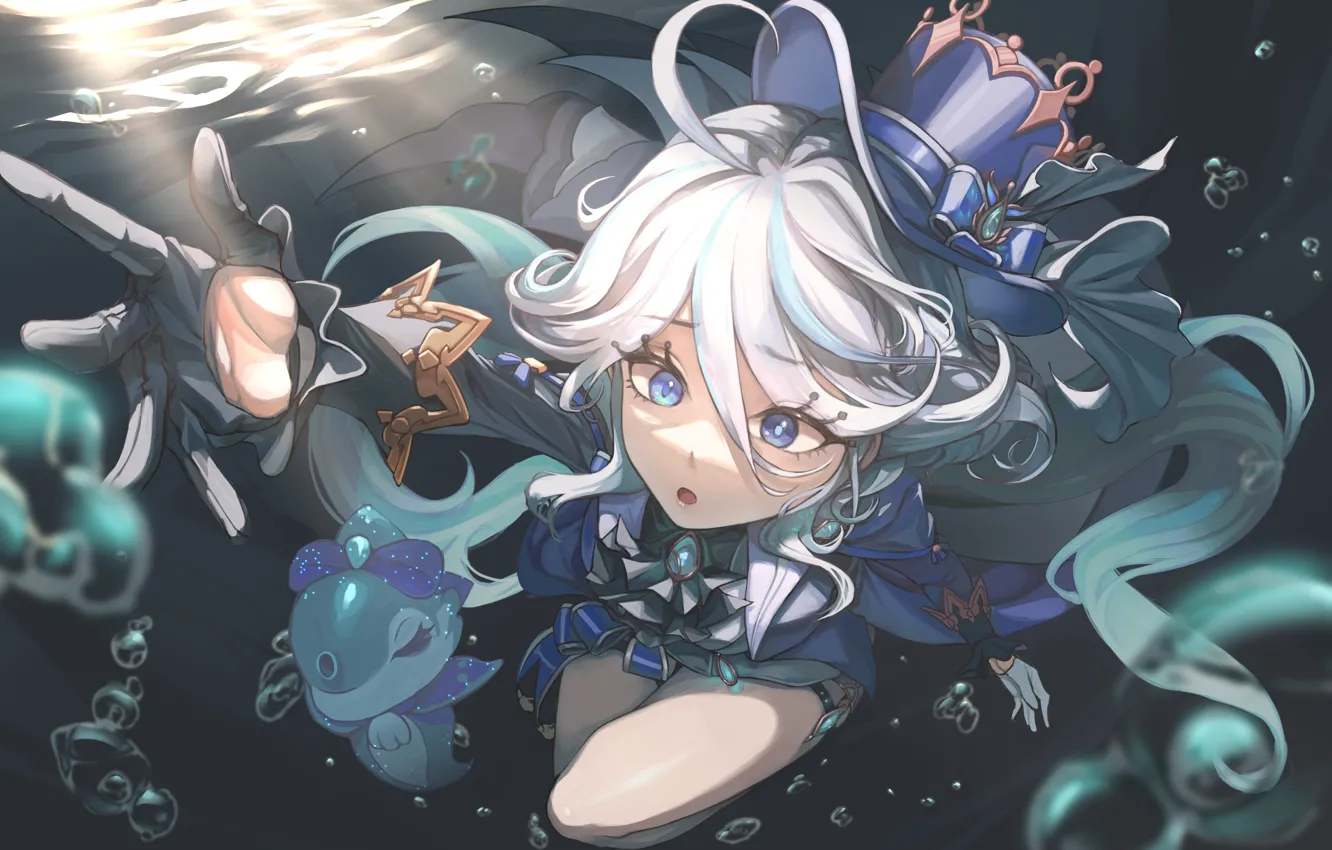 Photo wallpaper girl, under water, Genshin Impact, Krishna