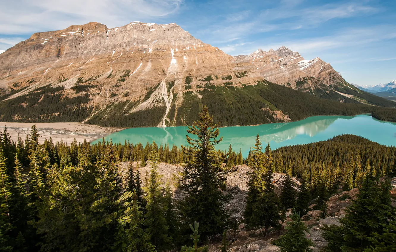 Photo wallpaper forest, the sky, clouds, landscape, mountains, nature, lake, reflection