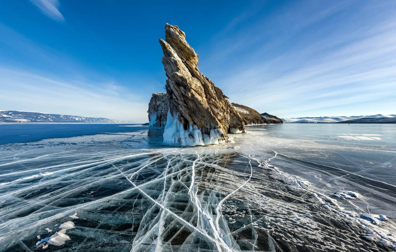Photo wallpaper ice, rock, sky, sea, ocean, nature, water, clouds