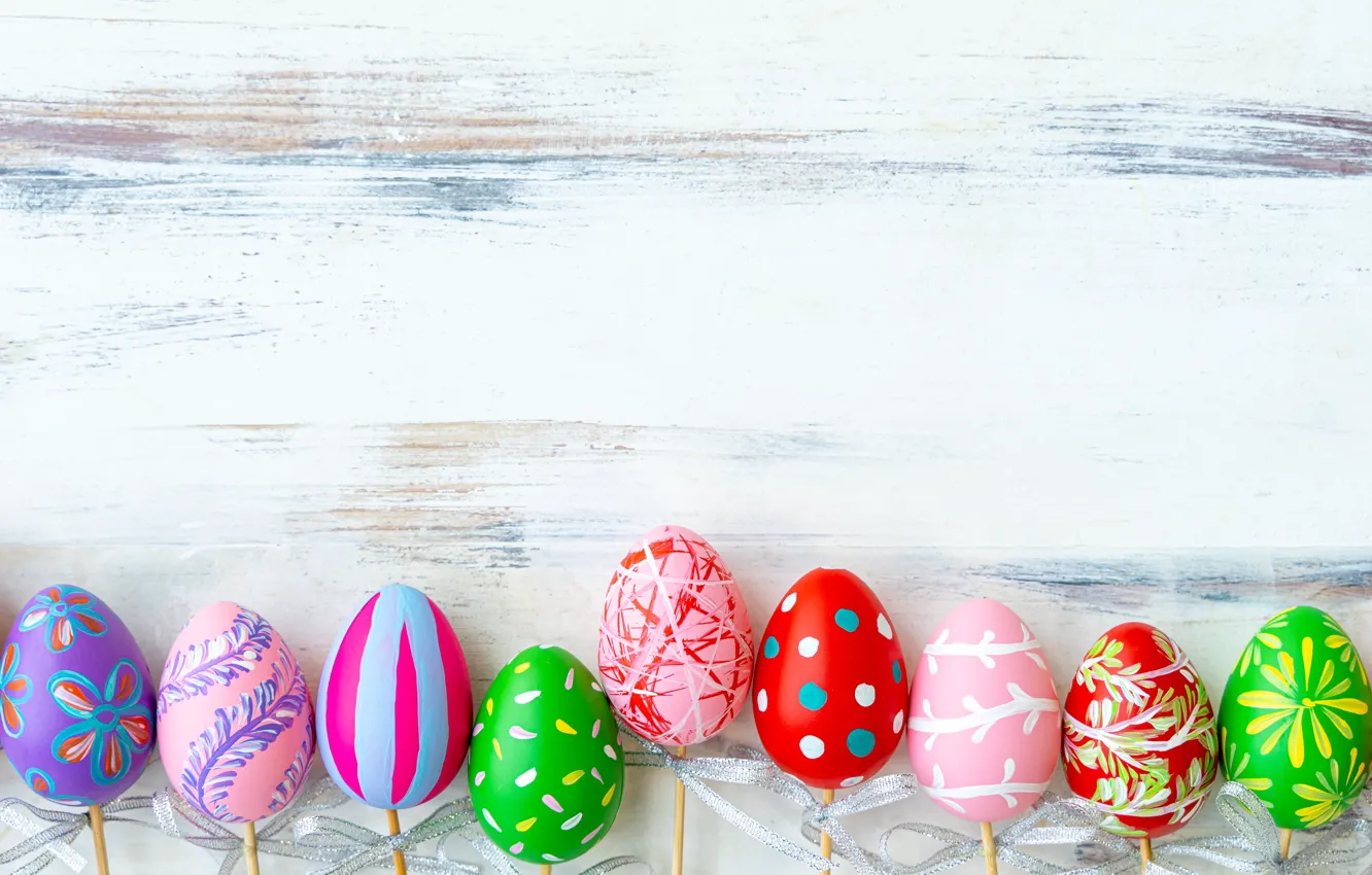 Photo wallpaper holiday, spring, Easter, wood, Easter eggs, color, egg