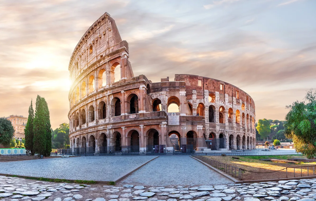 Photo wallpaper sunset, Rome, Colosseum, sunset, Colosseum, Rome, Lazio, Lazio