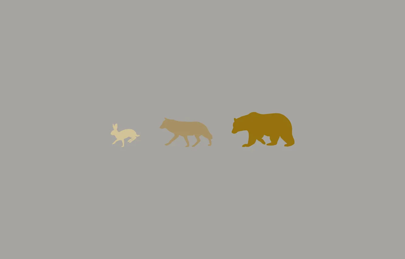 Photo wallpaper animals, wolf, hare, bear