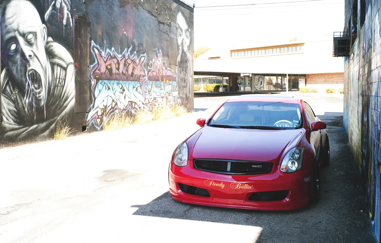 Photo wallpaper graffiti, Infinity, infiniti, Coupe, walls, graffity, G35